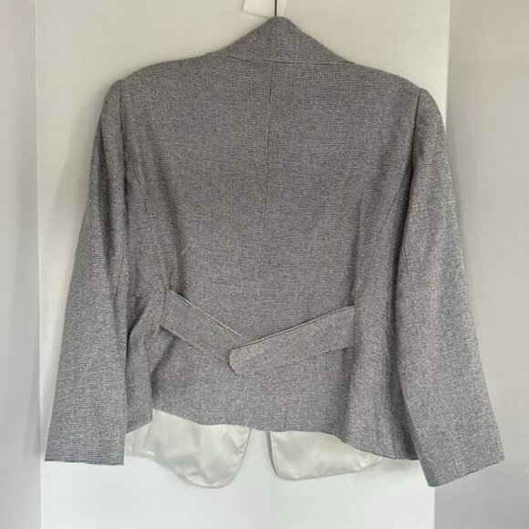 Armani Collezione Vintage Black/White Cropped Blazer Size 16 Asymmetrical Lined - Picture 5 of 13